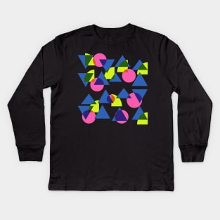 Simple 90s Shapes in Neon Colors Kids Long Sleeve T-Shirt